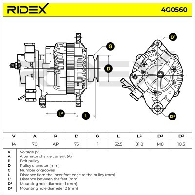 Alternator RIDEX 4G0560 4G0560 - foto 5