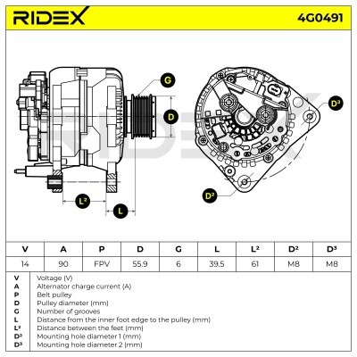 Alternator RIDEX 4G0491 4G0491 - foto 5