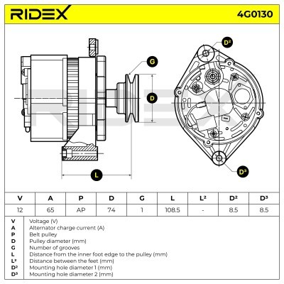 Alternator RIDEX 4G0130 4G0130 - foto 7