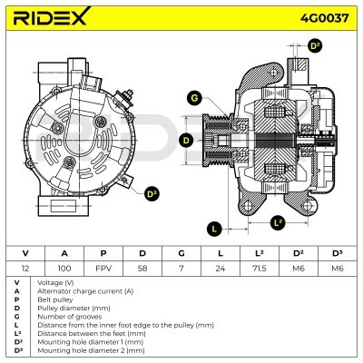 Alternator RIDEX 4G0037 4G0037 - foto 6