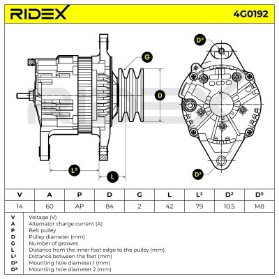 Alternator RIDEX 4G0192 4G0192 - foto 6