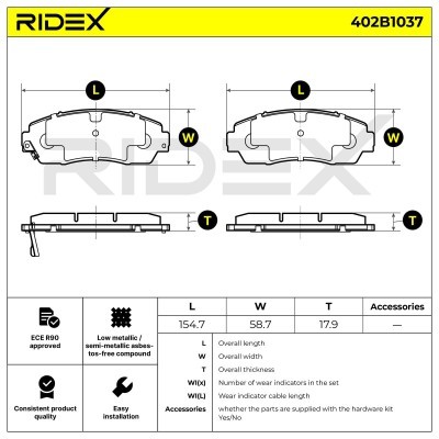 Klocki hamulcowe RIDEX 402B1037 402B1037 - foto 7