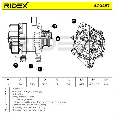 Alternator RIDEX 4G0487 4G0487 - foto 7