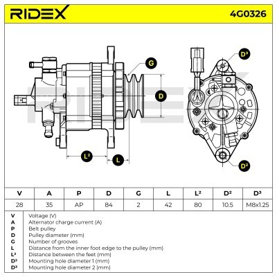 Alternator RIDEX 4G0326 4G0326 - foto 6