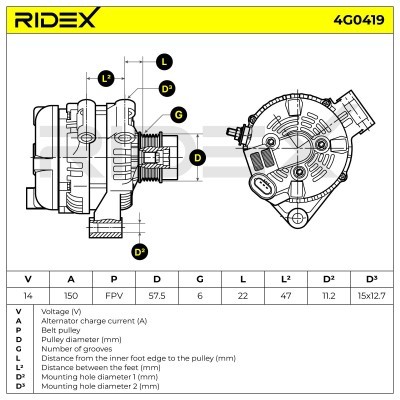 Alternator RIDEX 4G0419 4G0419 - foto 7