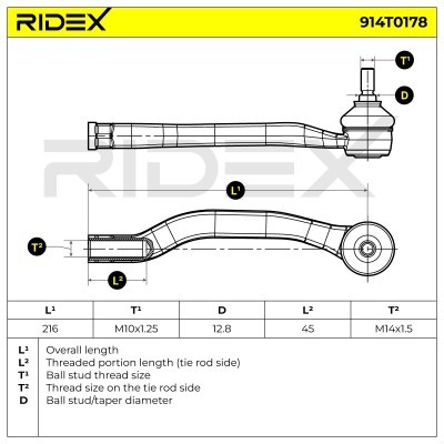 Końcówka drążka kierowniczego RIDEX 914T0178 914T0178 - foto 4
