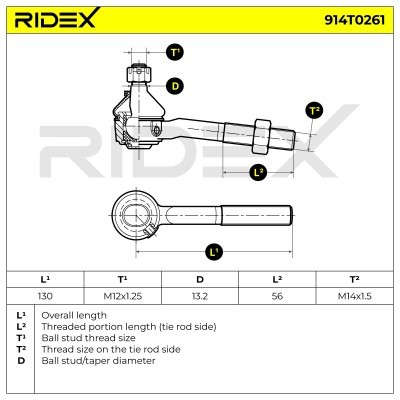 Końcówka drążka kierowniczego RIDEX 914T0261 914T0261 - foto 5