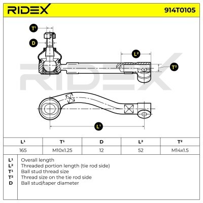 Końcówka drążka kierowniczego RIDEX 914T0105 914T0105 - foto 4
