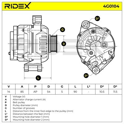 Alternator RIDEX 4G0104 4G0104 - foto 7