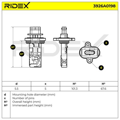 Przepływomierz Masowy Powietrza RIDEX 3926A0198 3926A0198 - foto 6