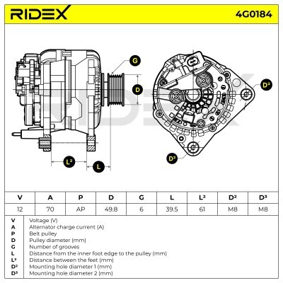 Alternator RIDEX 4G0184 4G0184 - foto 5
