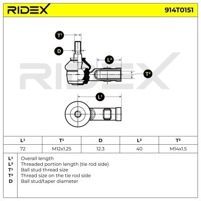 Końcówka drążka kierowniczego RIDEX 914T0151 914T0151 - foto 5
