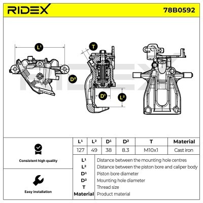 Zacisk Hamulcowy RIDEX 78B0592 78B0592 - foto 6