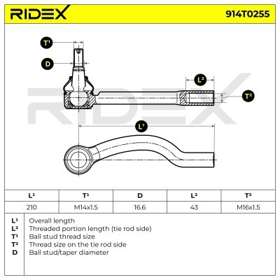 Końcówka drążka kierowniczego RIDEX 914T0255 914T0255 - foto 6