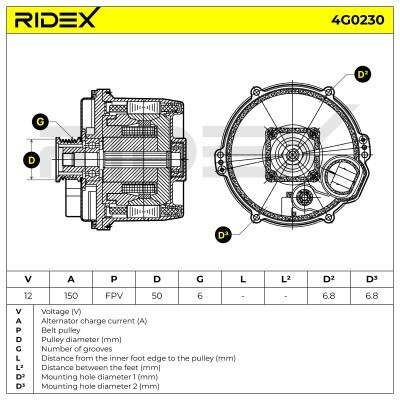 Alternator RIDEX 4G0230 4G0230 - foto 7