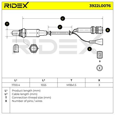 Sonda Lambda RIDEX 3922L0076 3922L0076 - foto 7