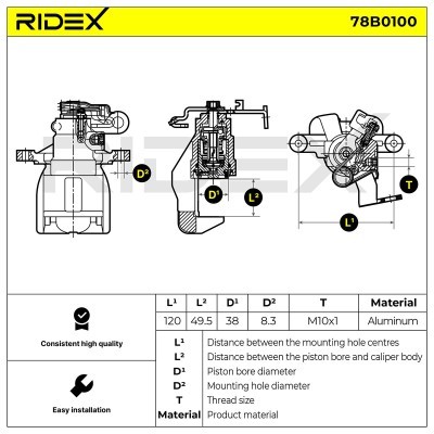 Zacisk Hamulcowy RIDEX 78B0100 78B0100 - foto 6