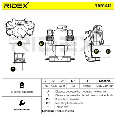 Zacisk Hamulcowy RIDEX 78B1412 78B1412 - foto 7