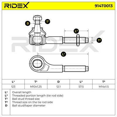 Końcówka drążka kierowniczego RIDEX 914T0013 914T0013 - foto 3