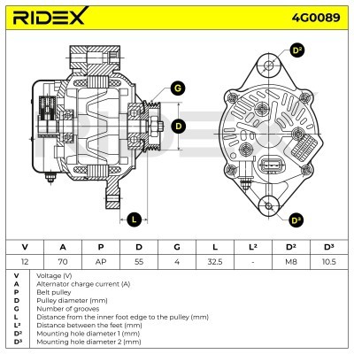 Alternator RIDEX 4G0089 4G0089 - foto 7