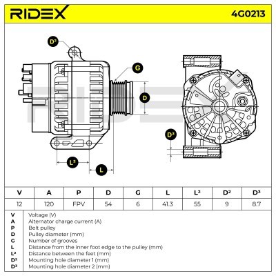 Alternator RIDEX 4G0213 4G0213 - foto 8
