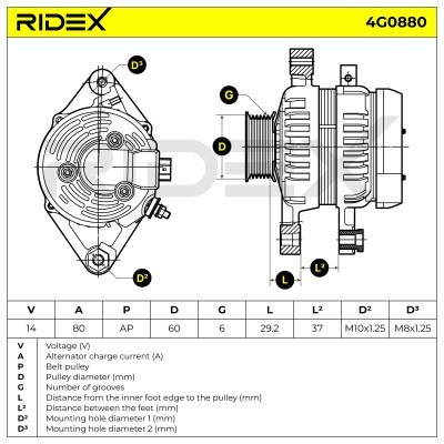 Alternator RIDEX 4G0880 4G0880 - foto 5