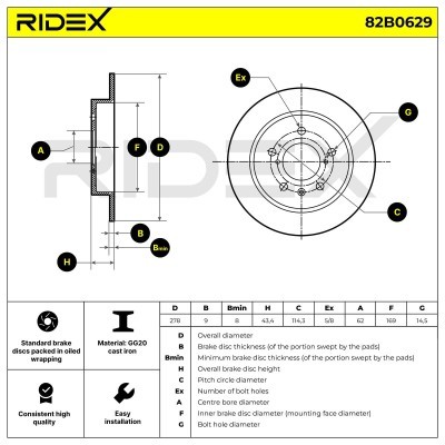 Tarcza hamulcowa RIDEX 82B0629 82B0629 - foto 5