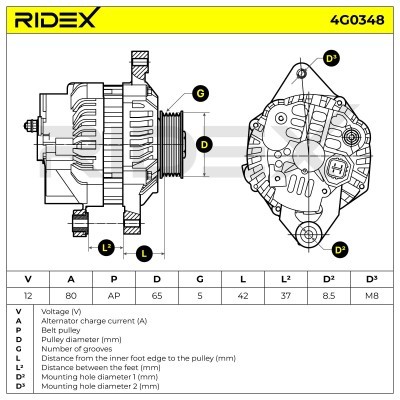 Alternator RIDEX 4G0348 4G0348 - foto 8