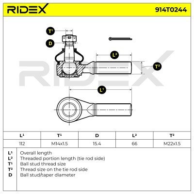 Końcówka drążka kierowniczego RIDEX 914T0244 914T0244 - foto 5