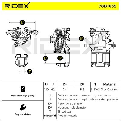 Zacisk Hamulcowy RIDEX 78B1635 78B1635 - foto 6