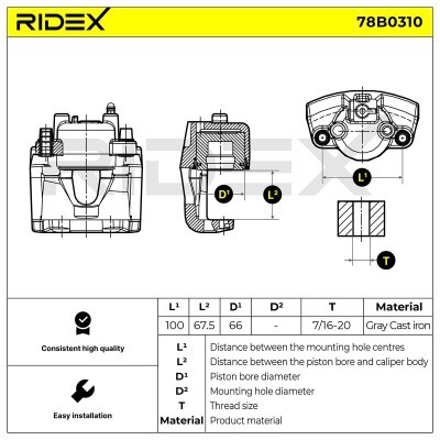 Zacisk Hamulcowy RIDEX 78B0310 78B0310 - foto 2