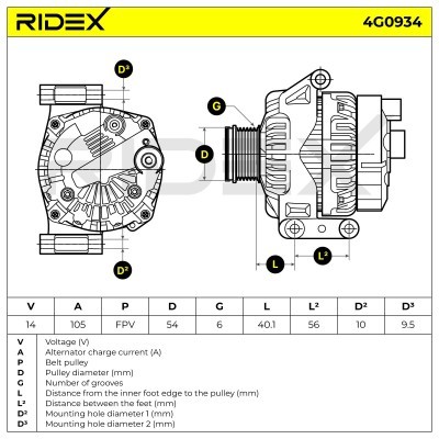 Alternator RIDEX 4G0934 4G0934 - foto 6