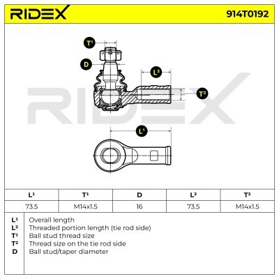 Końcówka drążka kierowniczego RIDEX 914T0192 914T0192 - foto 5