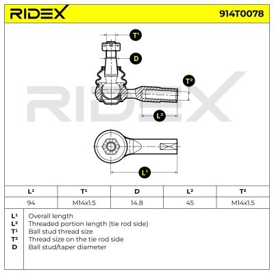 Końcówka drążka kierowniczego RIDEX 914T0078 914T0078 - foto 6