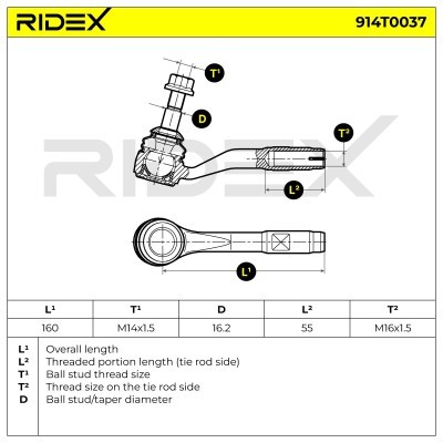 Końcówka drążka kierowniczego RIDEX 914T0037 914T0037 - foto 5