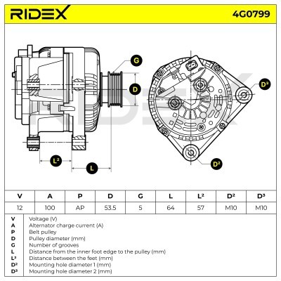 Alternator RIDEX 4G0799 4G0799 - foto 6