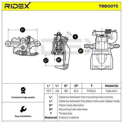 Zacisk Hamulcowy RIDEX 78B0075 78B0075 - foto 2