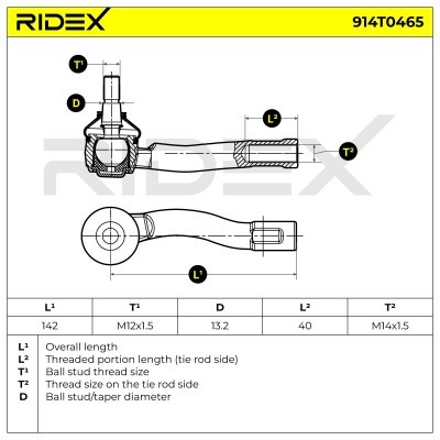 Końcówka drążka kierowniczego RIDEX 914T0465 914T0465 - foto 5