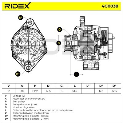 Alternator RIDEX 4G0038 4G0038 - foto 7