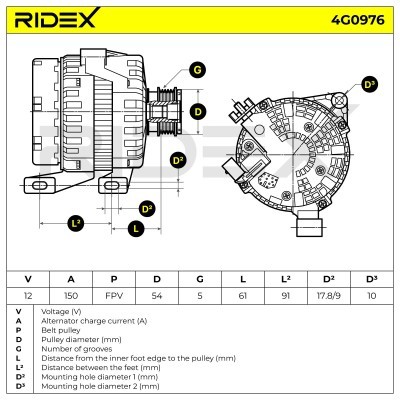 Alternator RIDEX 4G0976 4G0976 - foto 7