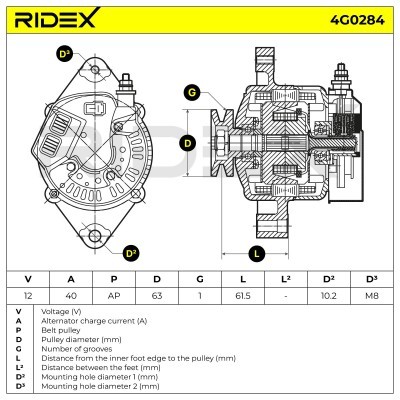 Alternator RIDEX 4G0284 4G0284 - foto 6