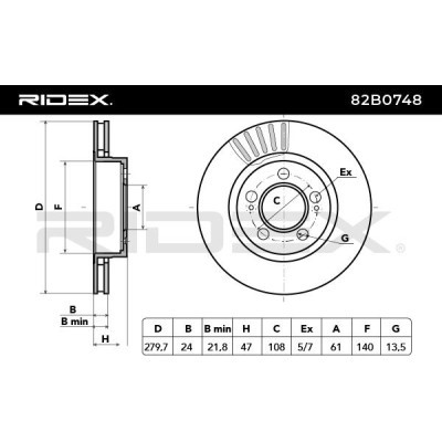 Tarcza hamulcowa RIDEX 82B0748 82B0748 - foto 5