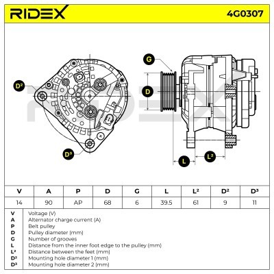 Alternator RIDEX 4G0307 4G0307 - foto 5