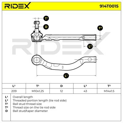 Końcówka drążka kierowniczego RIDEX 914T0015 914T0015 - foto 3