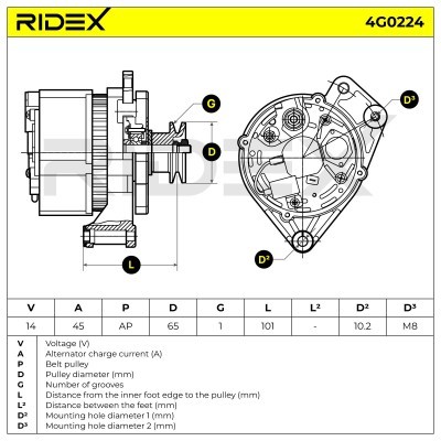 Alternator RIDEX 4G0224 4G0224 - foto 5