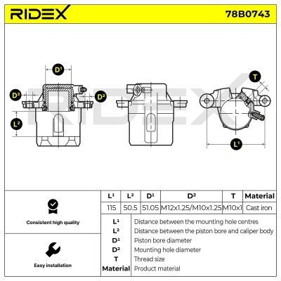 Zacisk Hamulcowy RIDEX 78B0743 78B0743 - foto 5