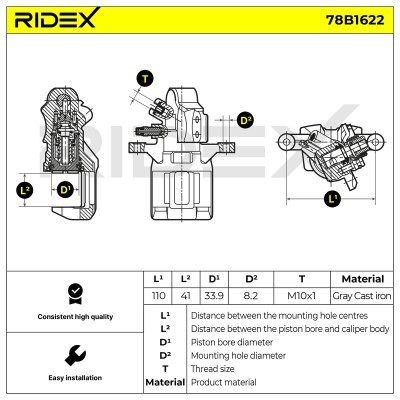 Zacisk Hamulcowy RIDEX 78B1622 78B1622 - foto 2