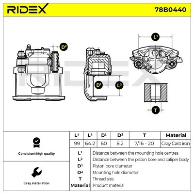 Zacisk Hamulcowy RIDEX 78B0440 78B0440 - foto 6