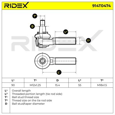Końcówka drążka kierowniczego RIDEX 914T0474 914T0474 - foto 6