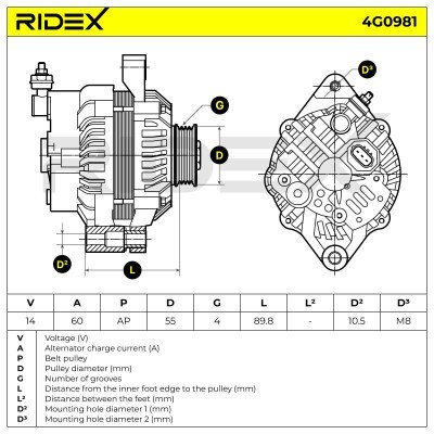 Alternator RIDEX 4G0981 4G0981 - foto 6